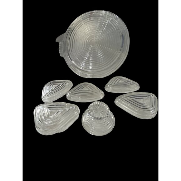 VTG 1938-43 Anchor Hocking clear Manhattan relish tray triangle inserts dish - Picture 3 of 10